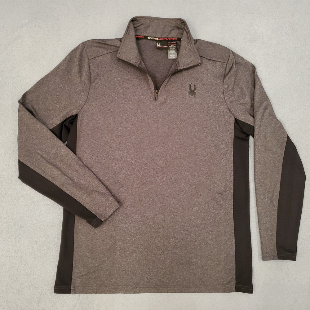 Spyder 1/4 Zip Pullover Mens Medium Gray  Performance Long Sleeve Sweatshirt